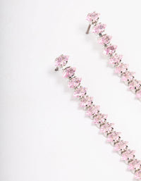 Silver Cubic Zirconia Marquise Square Drop Earrings - link has visual effect only