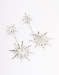 Silver Mixed Star Drop Earrings - link has visual effect only