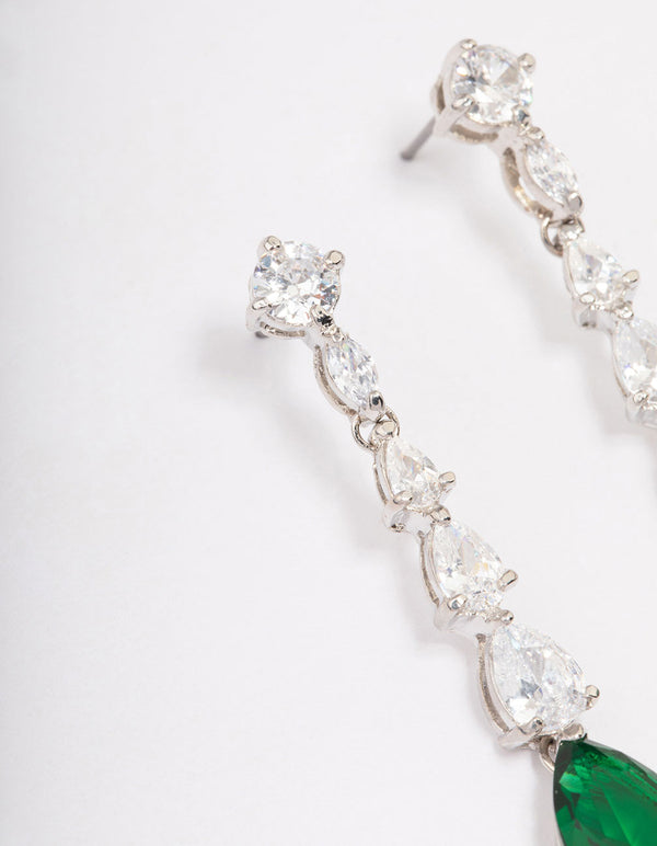 Silver Multi Cubic Zirconia Teardrop Earrings