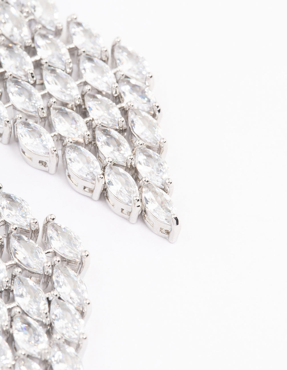 Silver Cubic Zirconia Teardrop Stone Drop Earrings