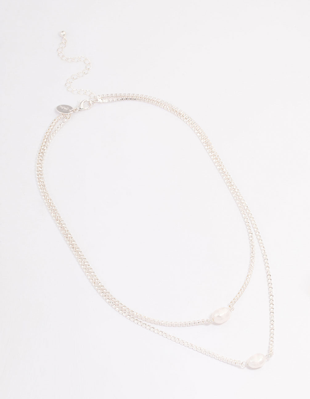 Silver Cubic Zirconia Multi-Row Pearl Necklace