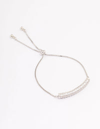 Silver Cubic Zirconia Multi Bar Bracelet - link has visual effect only