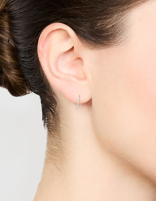 Sterling Silver Heart Hoop Earrings 12mm