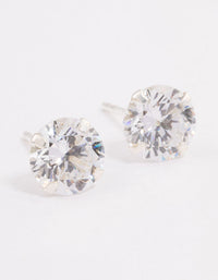 Sterling Silver Double Cubic Zirconia Stud Earrings - link has visual effect only