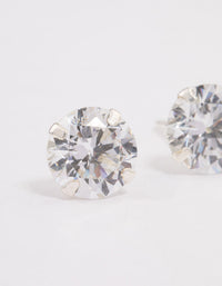 Sterling Silver Double Cubic Zirconia Stud Earrings - link has visual effect only