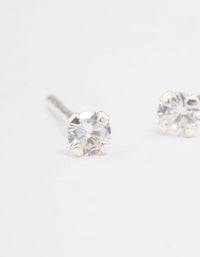 Sterling Silver Baby Cubic Zirconia Stud Earrings - link has visual effect only