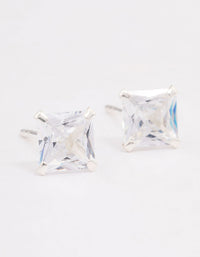 Sterling Silver Square Cubic Zirconia Stud Earrings - link has visual effect only