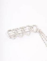 Silver Heart Diamante Cup Chain Hair Clip - link has visual effect only