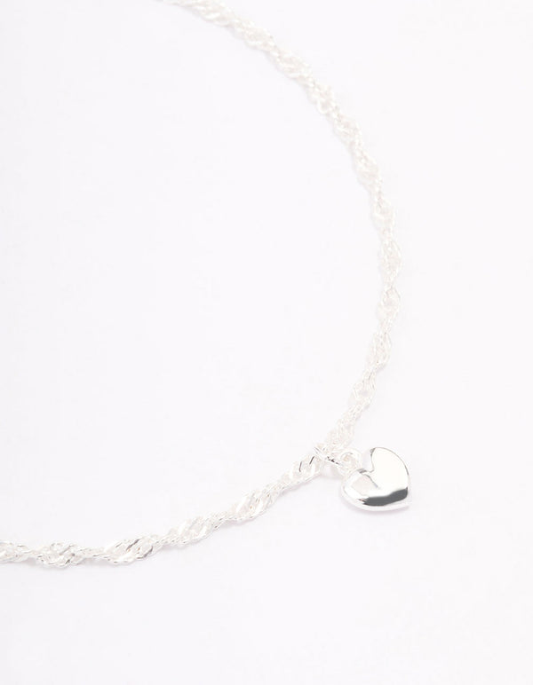 Sterling Silver Simple Heart Bracelet
