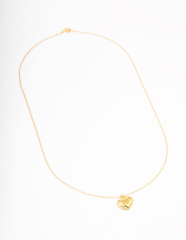 Gold Plated Sterling Silver Heart Locket Pendant Necklace