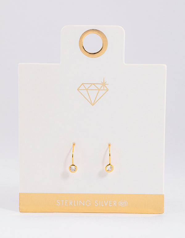 Gold Plated Sterling Silver Encased Cubic Zirconia Drop Earrings