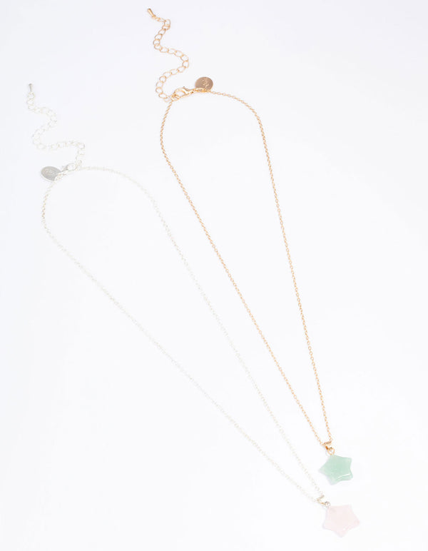 Mixed Metal Semi-Precious Star Necklace Pack
