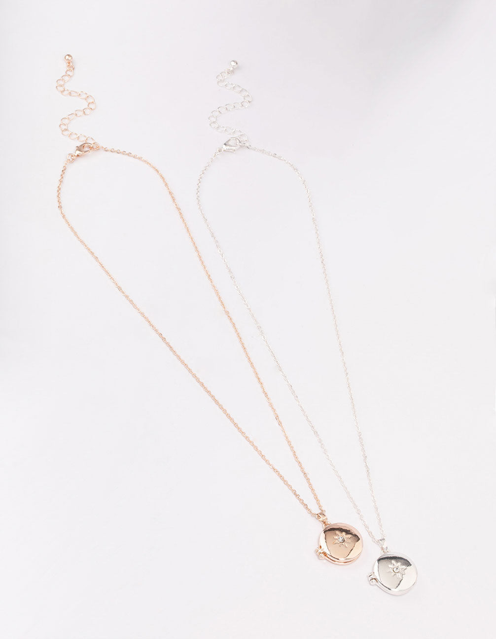 Mixed Metal Star Diamante Locket Necklace Pack