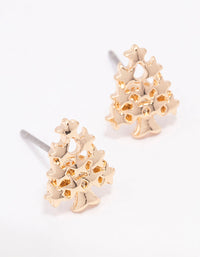 Gold Plain Christmas Tree Stud Earrings - link has visual effect only