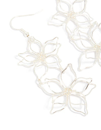 Silver Double Wire Flower Drop Earrings - link has visual effect only