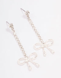 Silver Cup Chain Crystal Bow Drop Earrings - link has visual effect only