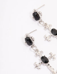 Silver Ornate Cross Drop Earrings - link has visual effect only