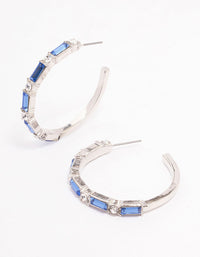 Silver Baguette Medium Hoop Earrings - link has visual effect only