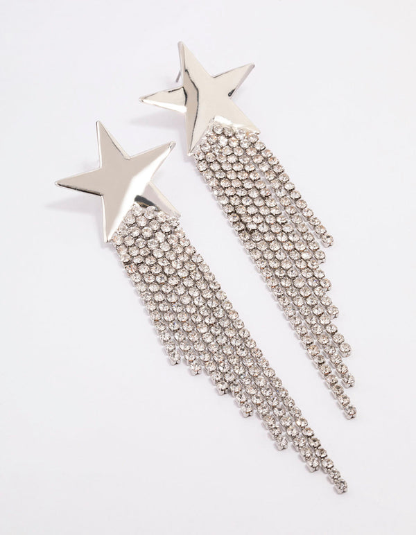 Silver Star Chandelier Drop Earrings