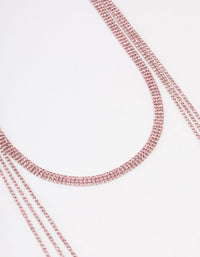 Pink Triple Row Cup Chain Scarf Necklace - link has visual effect only