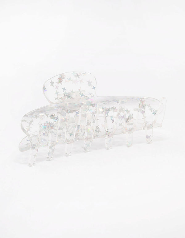 Clear Glitter Hair Claw Clip