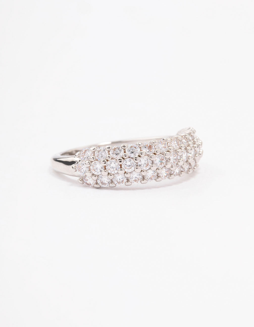 Silver Slim Cubic Zirconia Band Ring