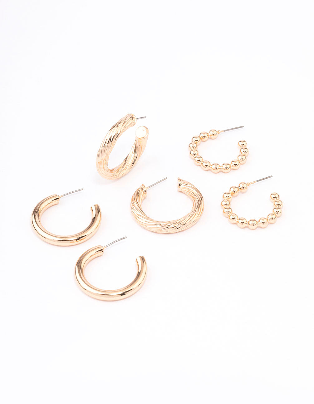 Gold Mixed Hoop Earrings 3-Pack