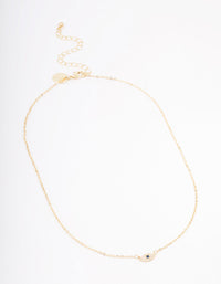 Gold Plated Cubic Zirconia Mini Evil Eye Pendant Necklace - link has visual effect only