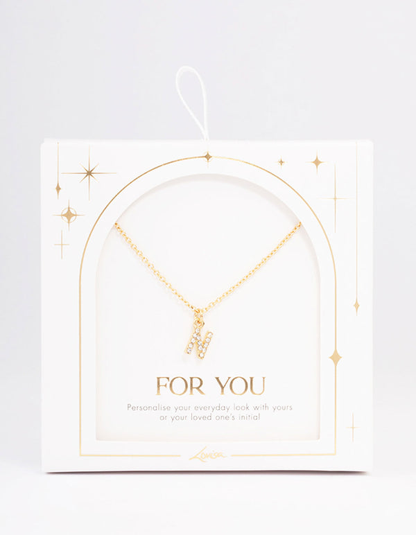 Letter N Gold Plated Initial Pendant Necklace