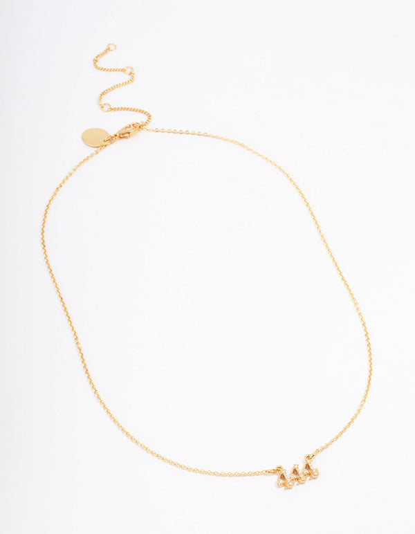 Gold Plated Cubic Zirconia 444 Angel Number Pendant Necklace