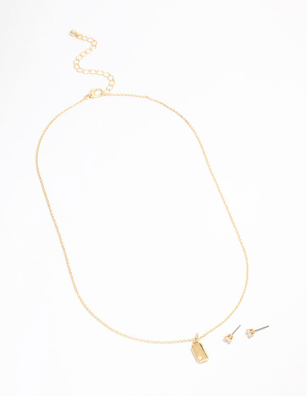 Gold Plated Fine Pendant Necklace & Earrings Set