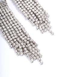 Silver Diamante Cup Chain Drop Earrings - link has visual effect only