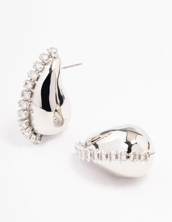 Silver Small Teardrop Stud Earrings