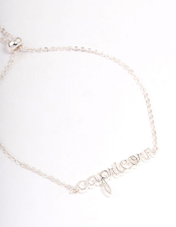 Silver Plated Capricorn Script Bracelet