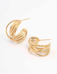 Gold Plated Stainless Steel Organic Wire Hoop Earrings - link has visual effect only