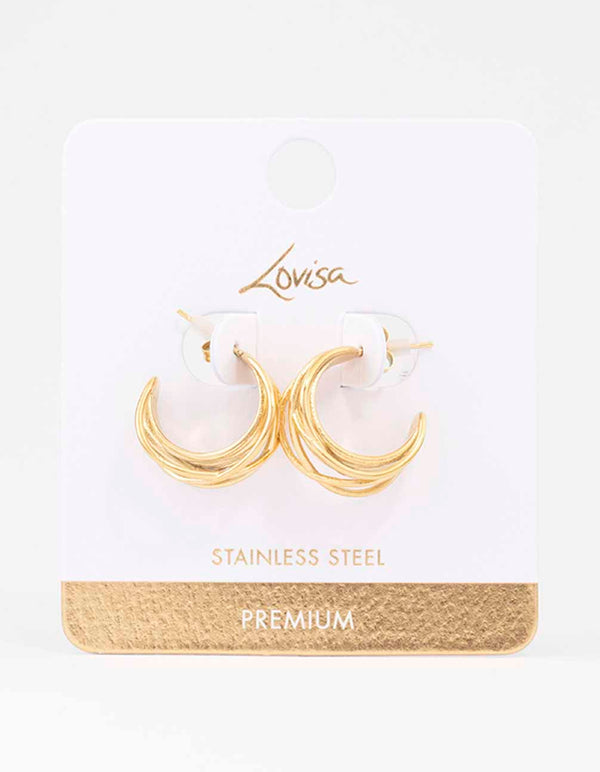 Gold Plated Stainless Steel Organic Wire Hoop Earrings