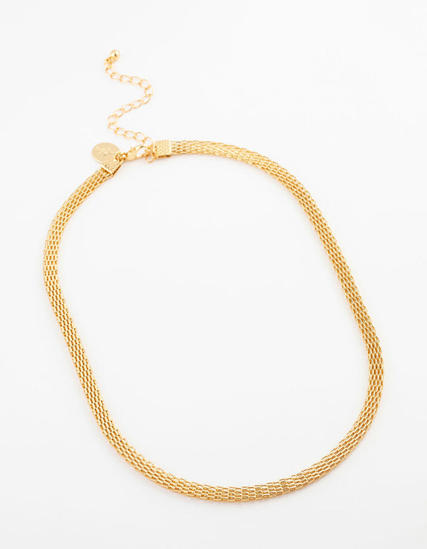Gold Plated Fine Weave Chain Necklace
