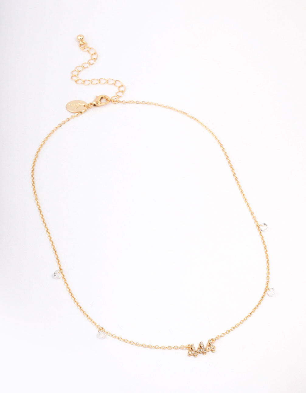 Gold Plated 444 Angel Number Cubic Zirconia Pendant Necklace