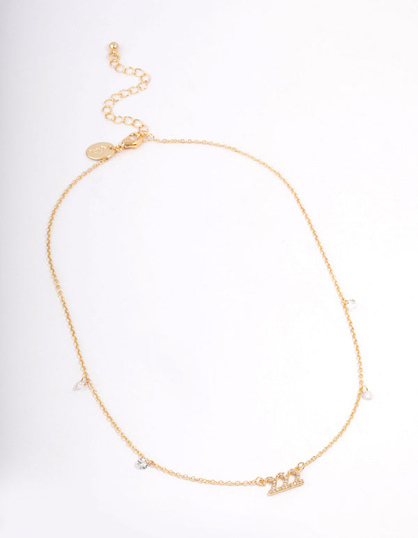 Gold Plated 222 Angel Number Cubic Zirconia Pendant Necklace