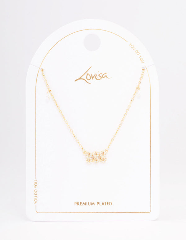 Gold Plated 888 Angel Number Cubic Zirconia Pendant Necklace