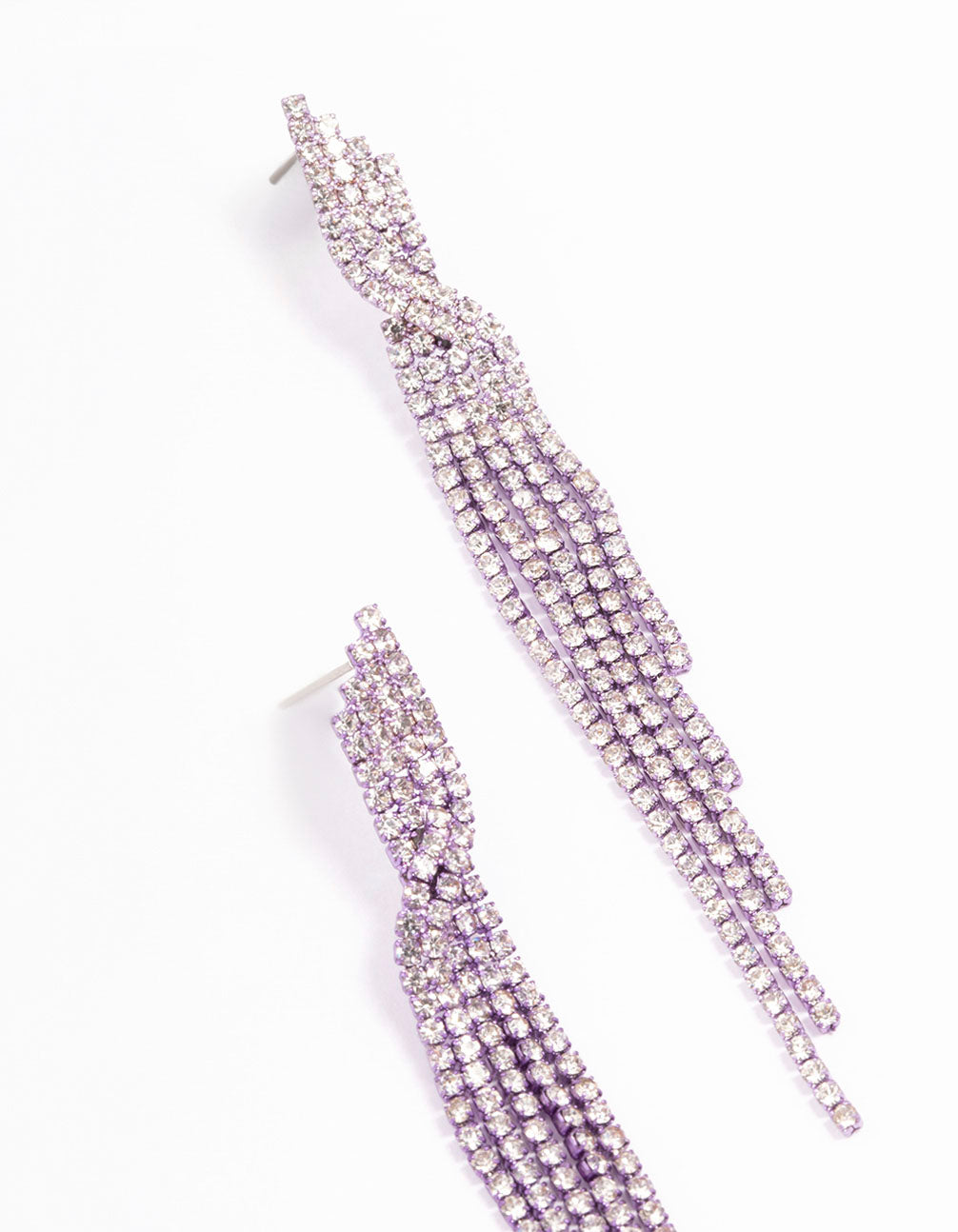 Lilac Layered Strand Twisted Drop Earrings