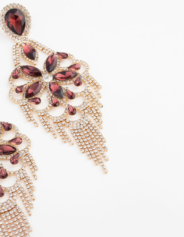 Gold Statement Glam Drop Earrings