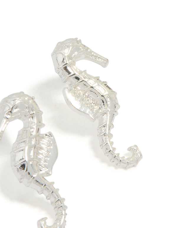 Silver Seahorse Stud Earrings
