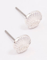 Silver Clam Shell Stud Earrings - link has visual effect only