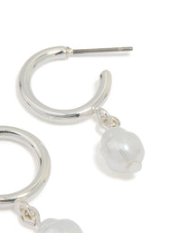 Silver Pearl Drop Huggie Earrings - link has visual effect only