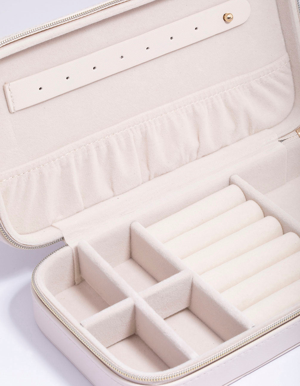 Cream PU Leather Rectangle Jewellery Box