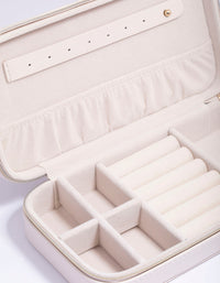 Cream PU Leather Rectangle Jewellery Box - link has visual effect only