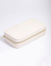 Cream PU Leather Rectangle Jewellery Box - link has visual effect only