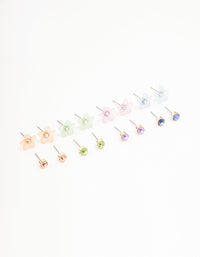 Gold Flower Stud Earring 8-Pack - link has visual effect only