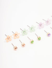 Gold Flower Stud Earring 8-Pack - link has visual effect only